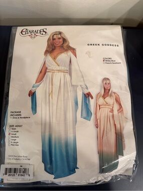 New Charades Greek Goddess Costume - White with Blue Ombre